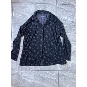 Torrid Super Soft Sleep Shirt Black Tattoo Skull Rose Print Button Front Size 1